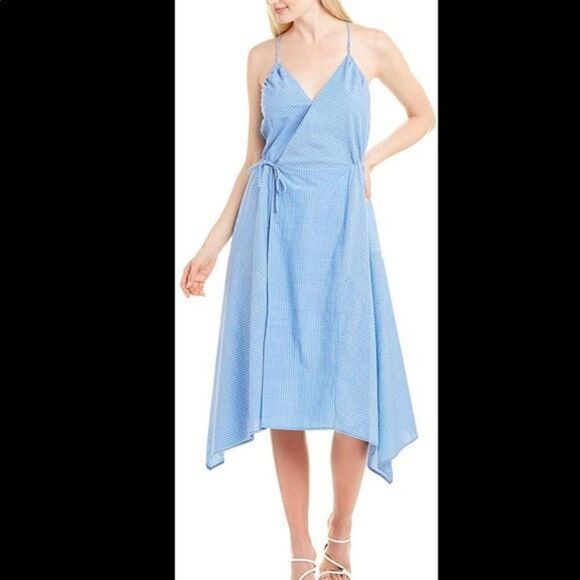 New. JOIE blue chambray wrap dress. Medium. Retails $298 - Picture 6 of 8